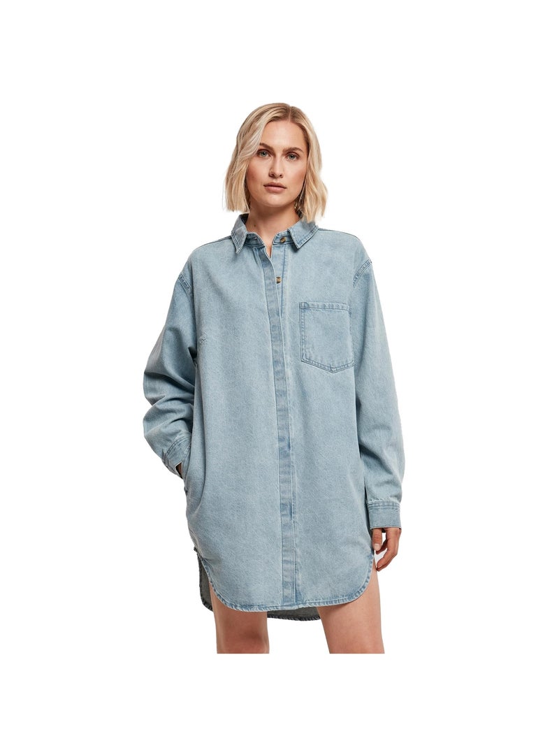 Urban Classics - Vestido Camisero de Vaquero para Mujer Azul vaquero - Kiabi