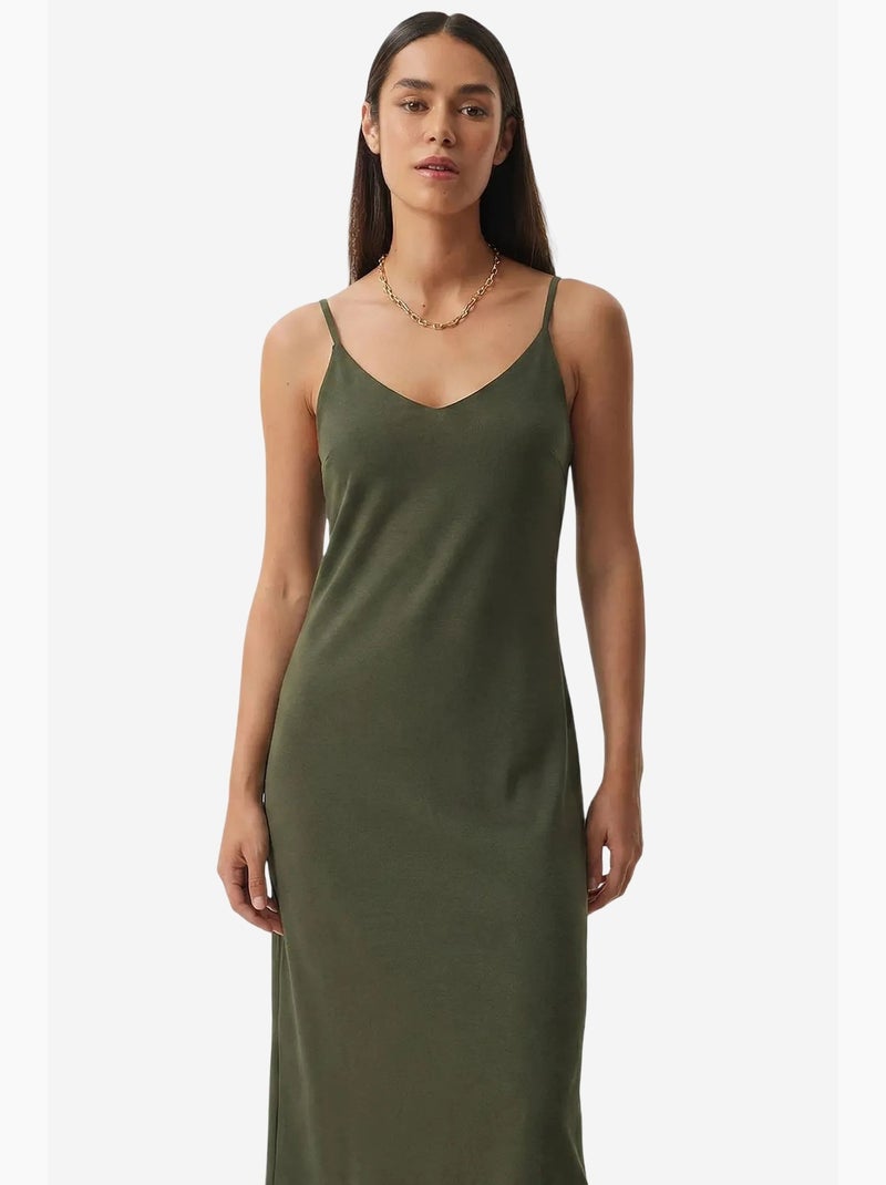 V-neck midi slip dress istanbul Caqui - Kiabi