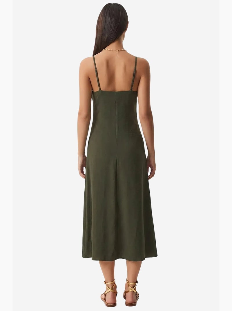 V-neck midi slip dress istanbul Caqui - Kiabi