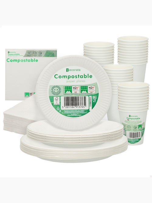 Vajilla desechable biodegradable 180 piezas - Kiabi