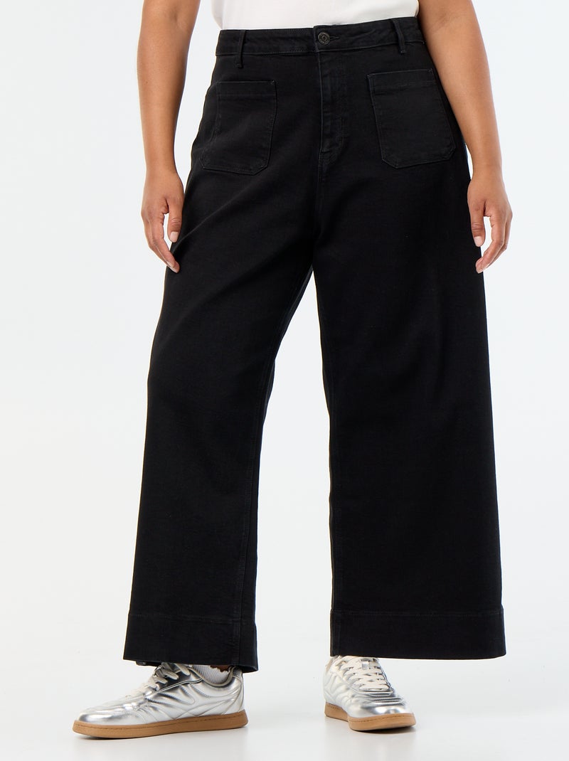 Vaquero ancho con bolsillos de parche Negro - Kiabi
