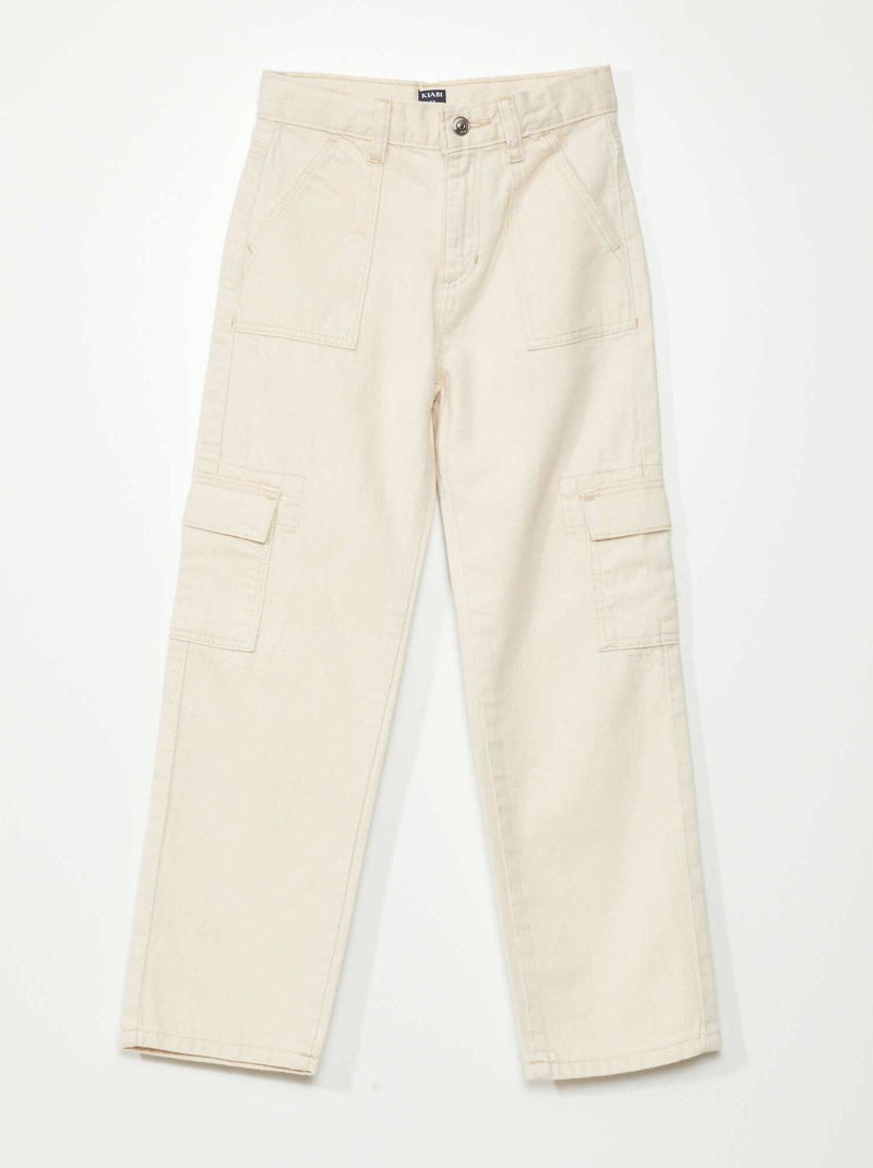 Vaquero ancho con bolsillos en los laterales BEIGE - Kiabi