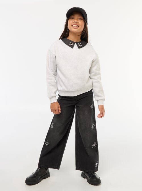 Vaquero ancho con copos de nieve de estrás - Kiabi