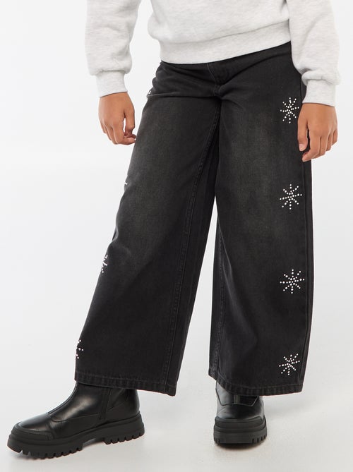 Vaquero ancho con copos de nieve de estrás - Kiabi