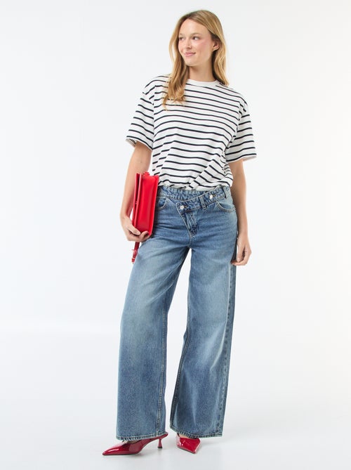 Vaquero ancho con doble abertura abotonada - Kiabi