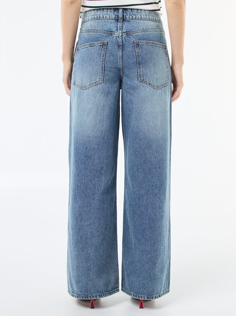 Vaquero ancho con doble abertura abotonada Azul - Kiabi