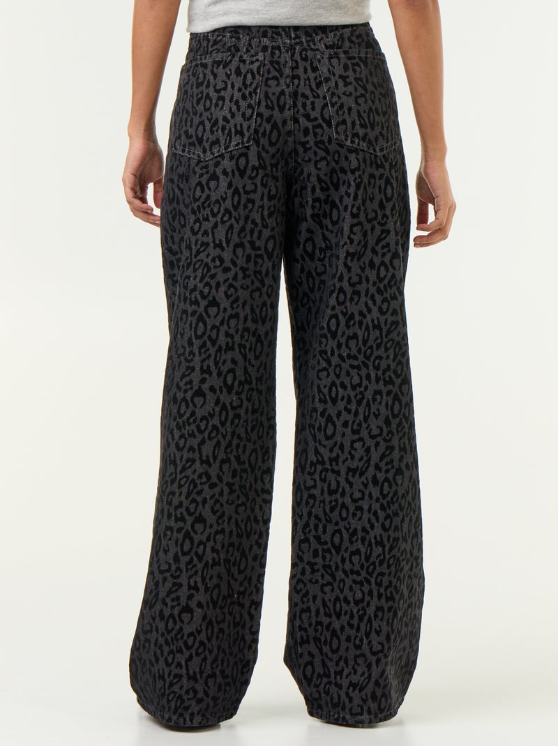Vaquero ancho con estampado de leopardo Negro - Kiabi