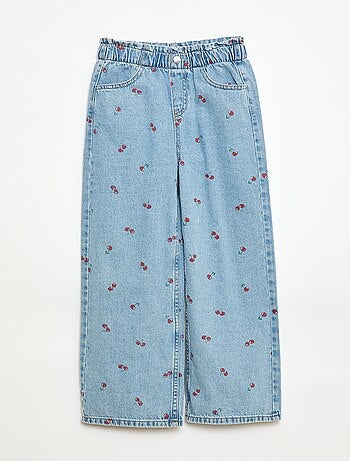 Vaquero wide leg con estampado fantasía