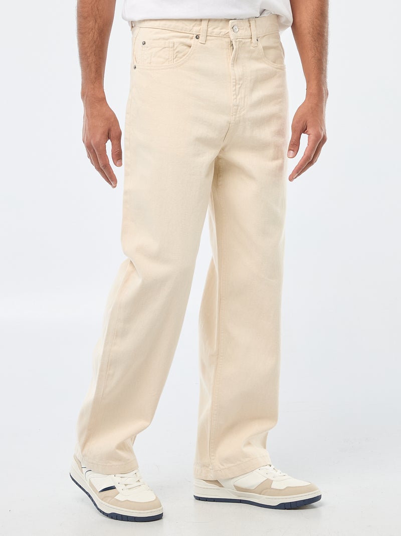 Vaquero ancho / corte relajado con 5 bolsillos Blanco - Kiabi