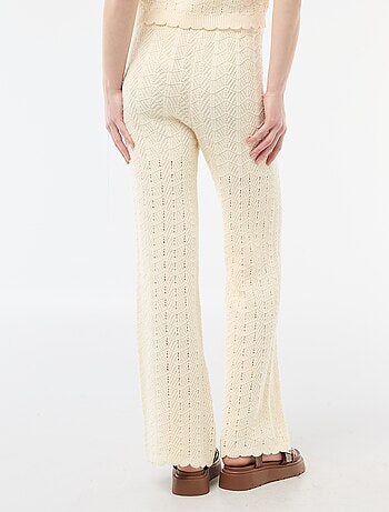 Pantalón ancho de croché tricolor