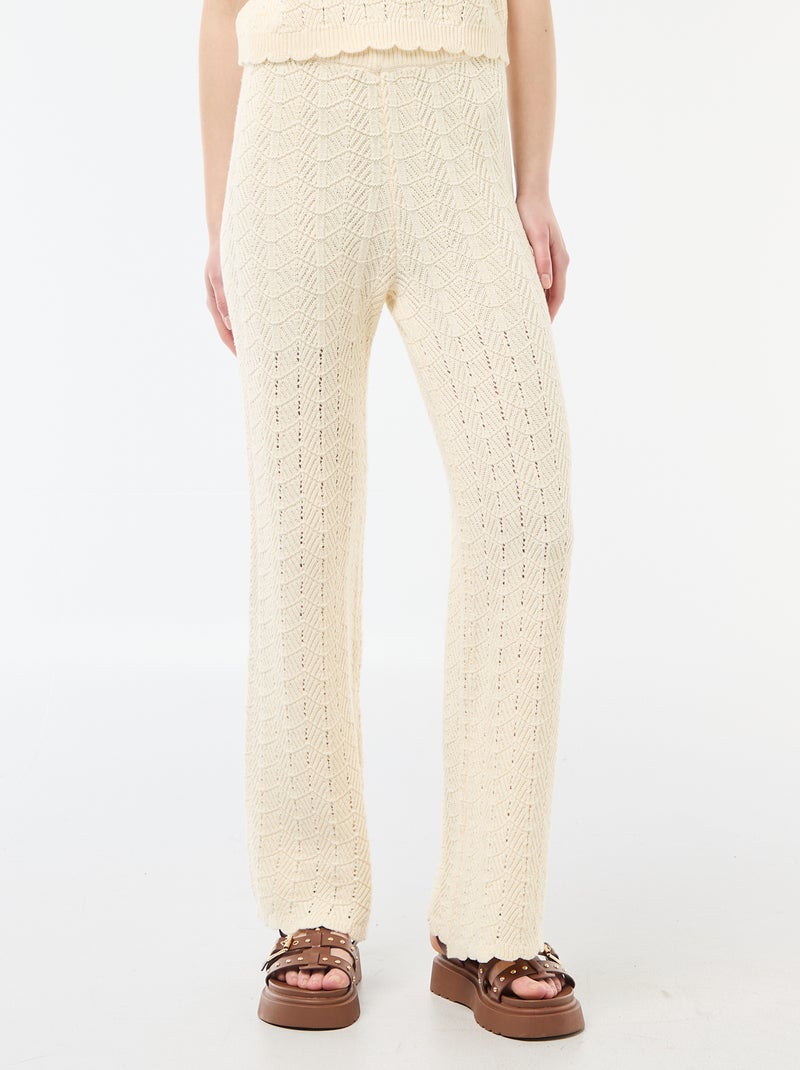 Vaquero ancho de croché Beige - Kiabi