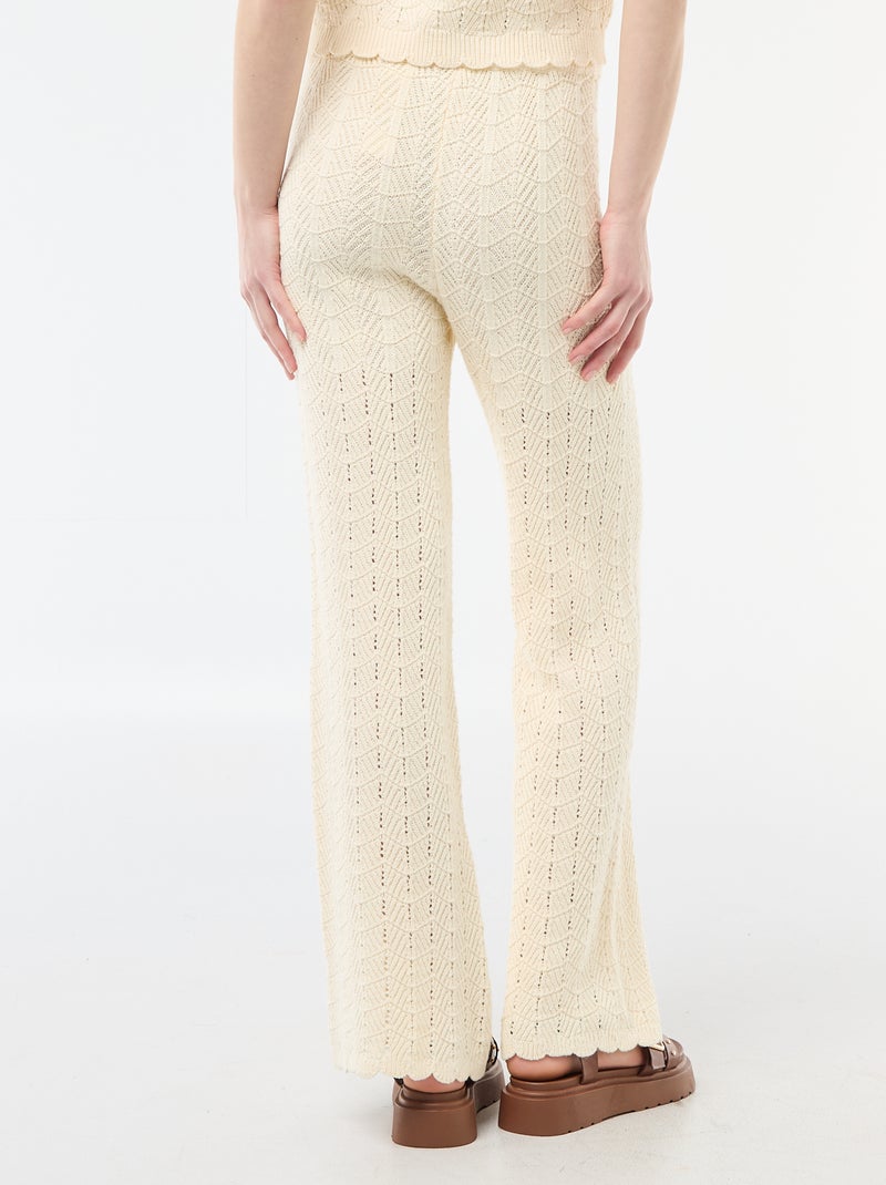 Vaquero ancho de croché Beige - Kiabi