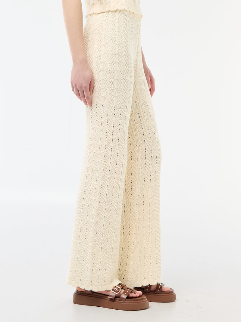 Vaquero ancho de croché Beige - Kiabi
