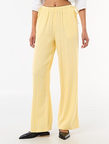 Vaquero ancho de lino mezclado