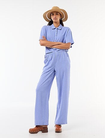 Vaquero ancho de lino mezclado