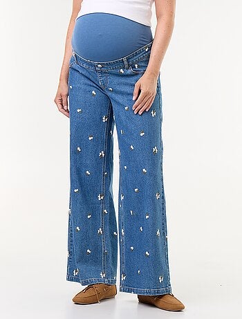 Vaquero ancho de maternidad con estampado