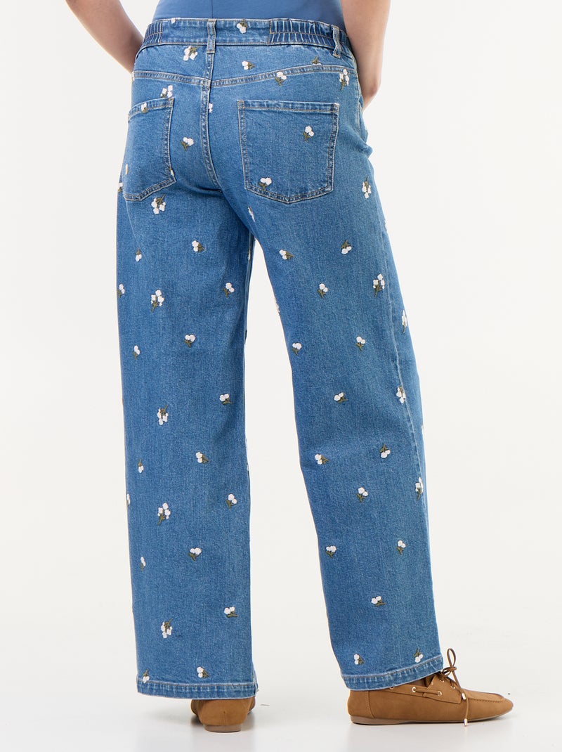 Vaquero ancho de maternidad con estampado Azul - Kiabi