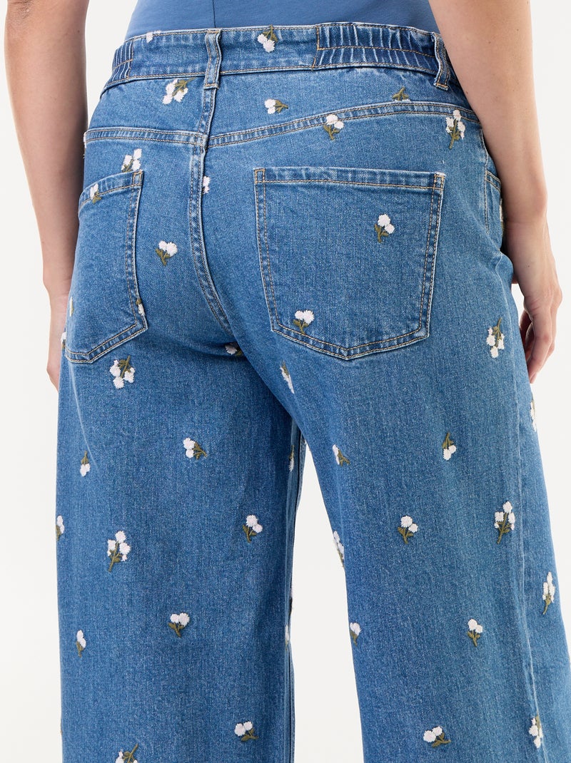 Vaquero ancho de maternidad con estampado Azul - Kiabi