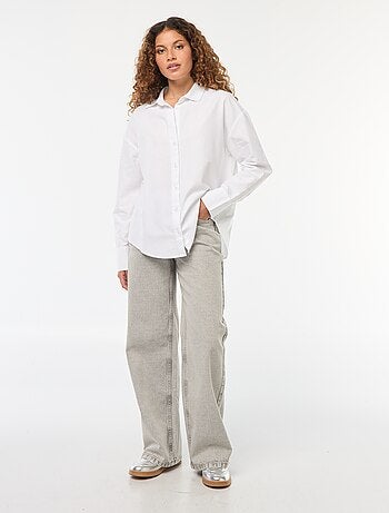 Vaquero ancho de tiro alto 5 bolsillos