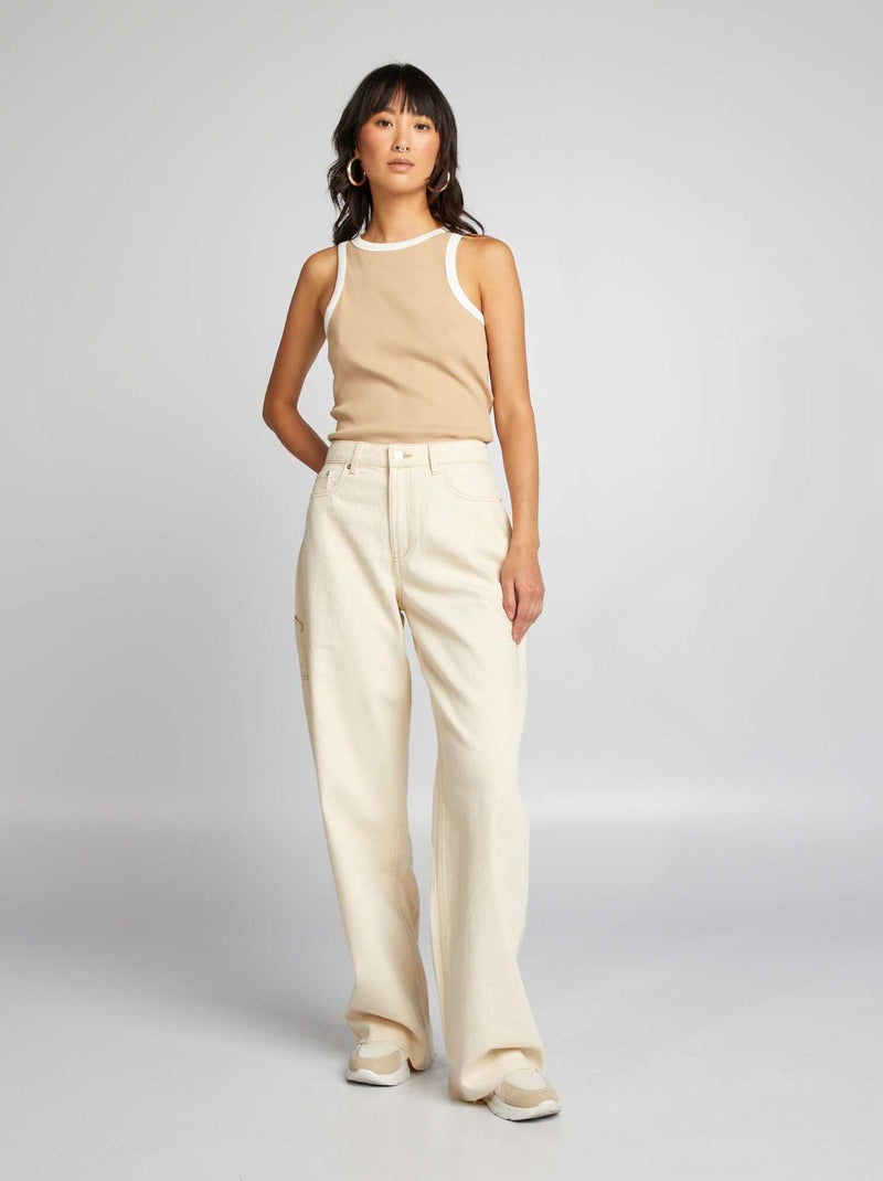 Vaquero ancho de tiro alto BEIGE - Kiabi