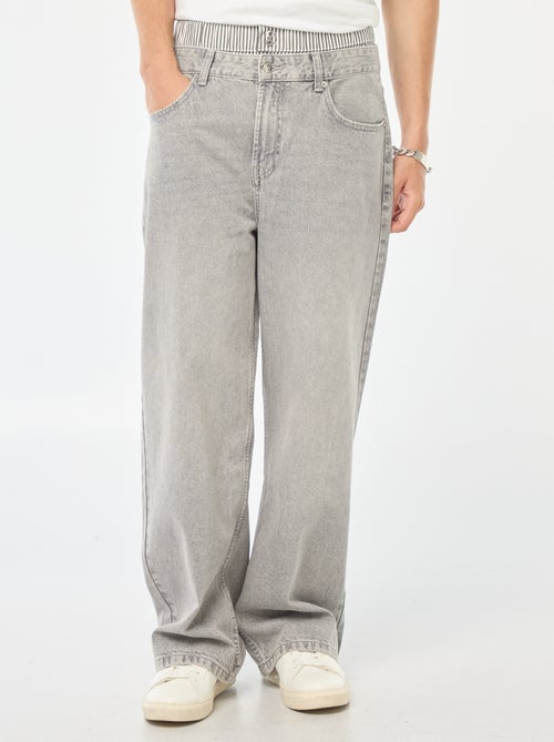 Vaquero ancho tipo baggy con falso calzoncillo integrado en la cintura - Kiabi