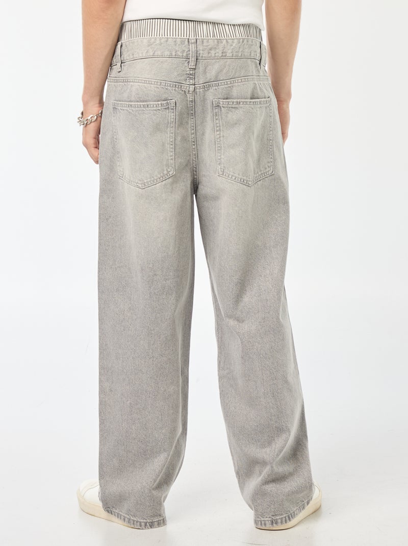 Vaquero ancho tipo baggy con falso calzoncillo integrado en la cintura Gris - Kiabi