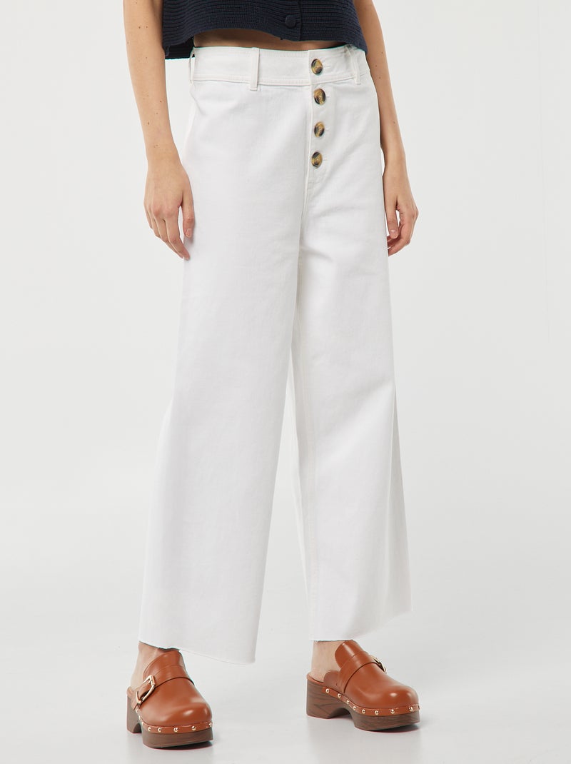 Vaquero ancho wide leg con cierre de botones de fantasía BLANCO - Kiabi