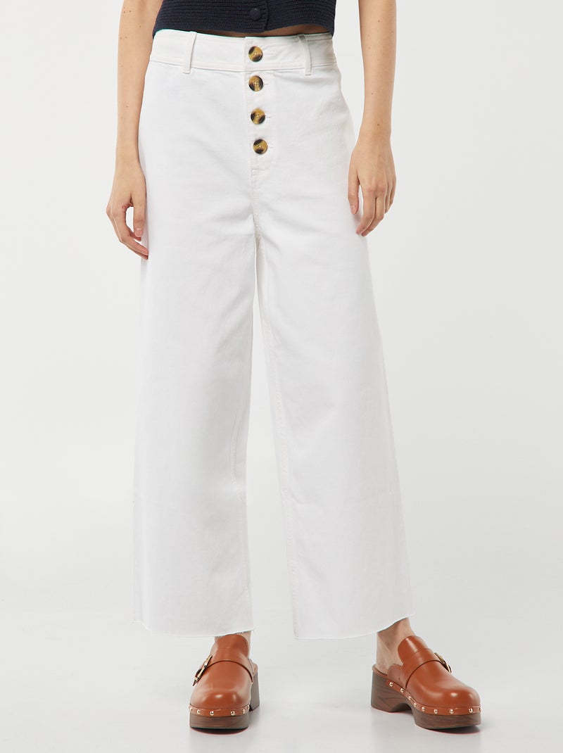 Vaquero ancho wide leg con cierre de botones de fantasía BLANCO - Kiabi