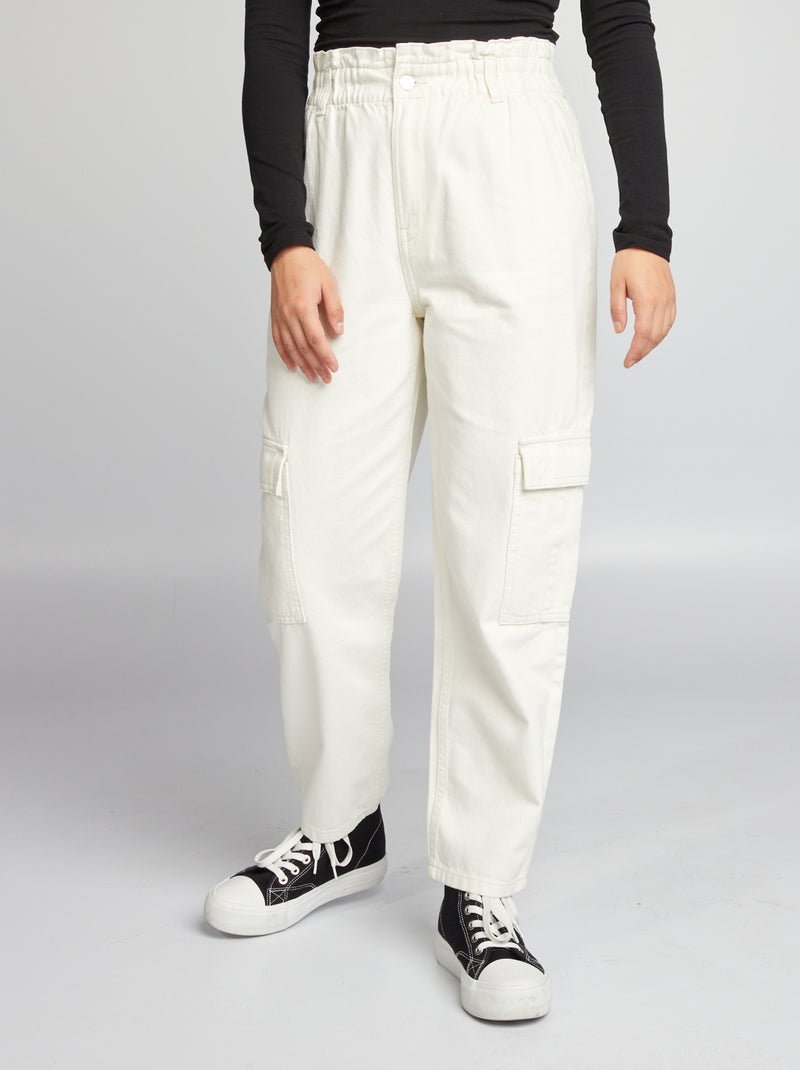 Vaquero baggy con cintura elástica BLANCO - Kiabi