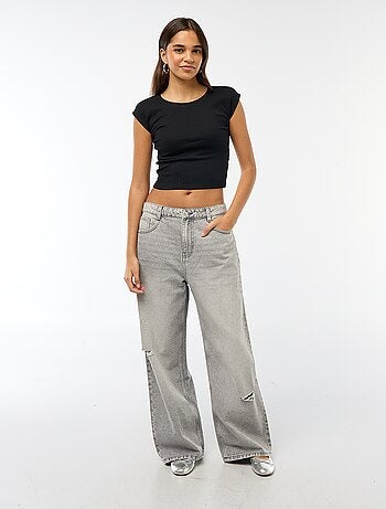 Vaquero baggy de tiro bajo con 5 bolsillos