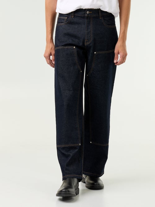 Vaquero baggy liso con apliques de fantasía - Kiabi Vaquero baggy liso con apliques de fantasía - Kiabi