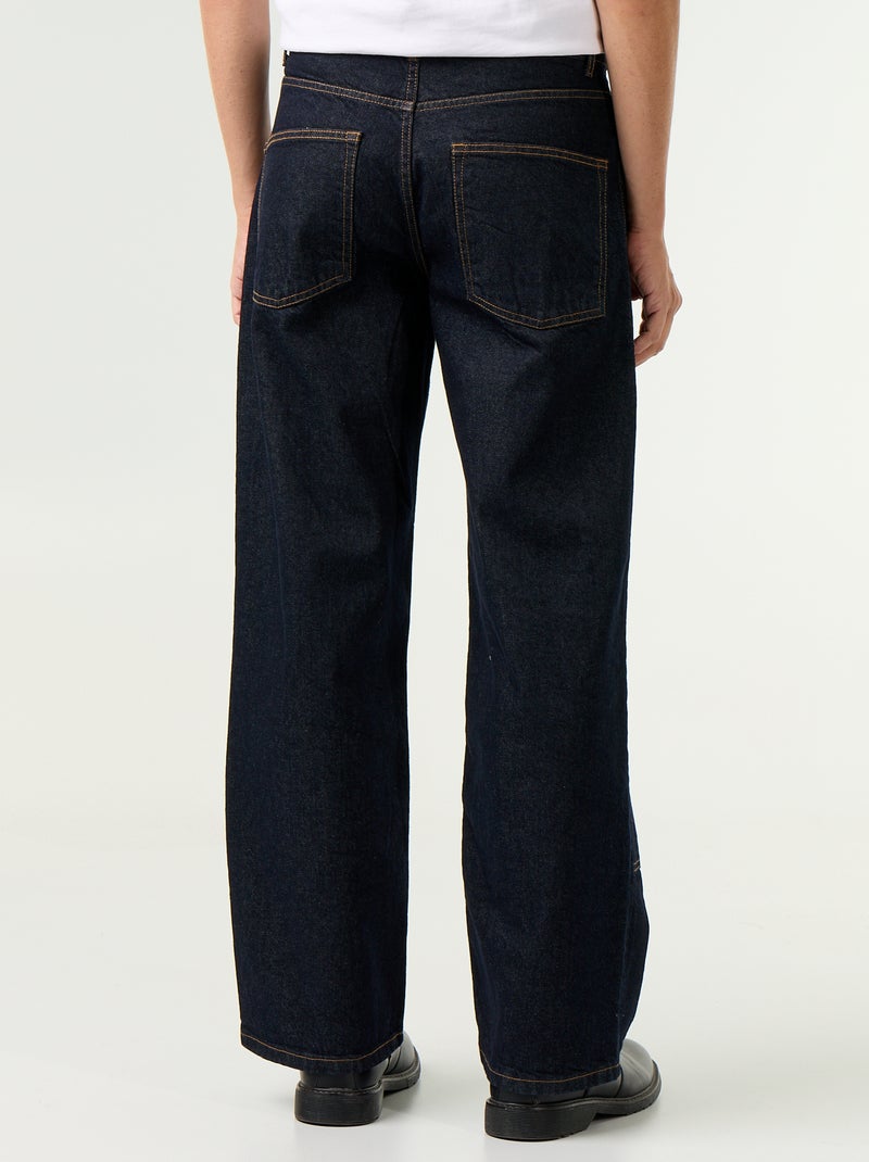 Vaquero baggy liso con apliques de fantasía Azul - Kiabi