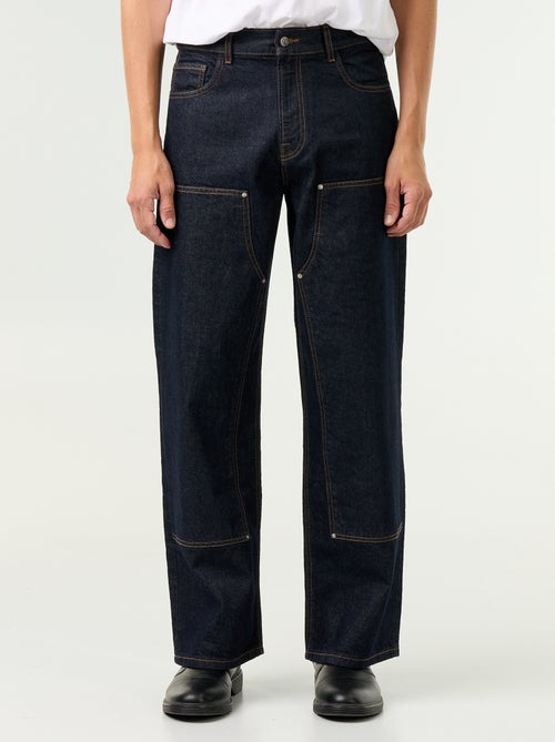 Vaquero baggy liso con apliques de fantasía - Kiabi Vaquero baggy liso con apliques de fantasía - Kiabi