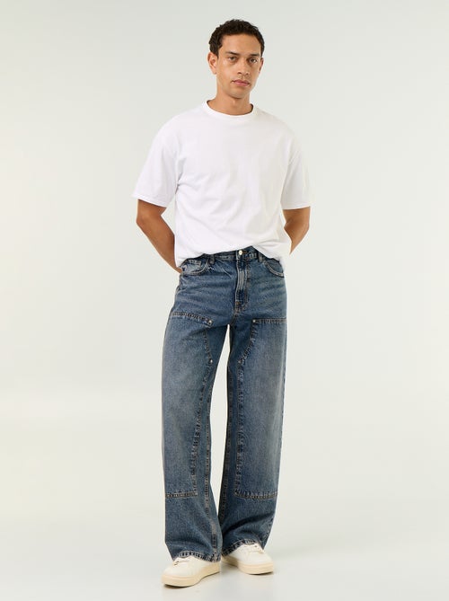 Vaquero baggy liso con apliques de fantasía - Kiabi Vaquero baggy liso con apliques de fantasía - Kiabi