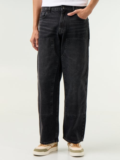 Vaquero baggy liso con apliques de fantasía - Kiabi Vaquero baggy liso con apliques de fantasía - Kiabi