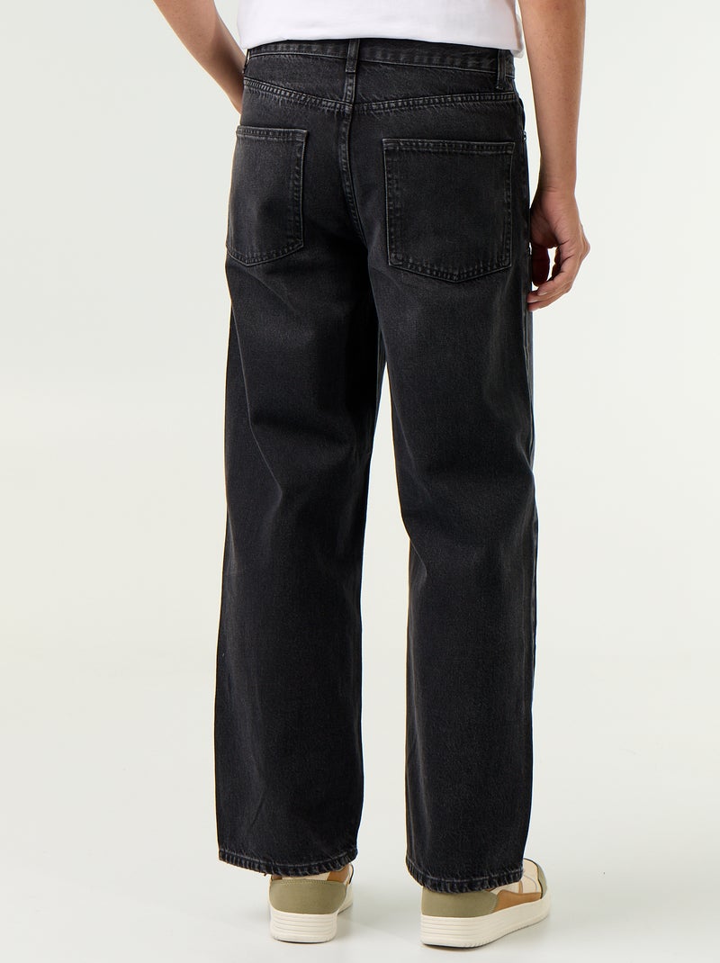 Vaquero baggy liso con apliques de fantasía Negro - Kiabi