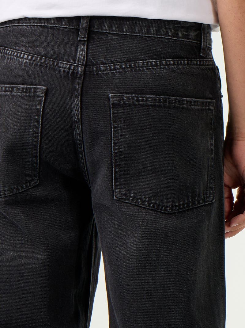 Vaquero baggy liso con apliques de fantasía Negro - Kiabi