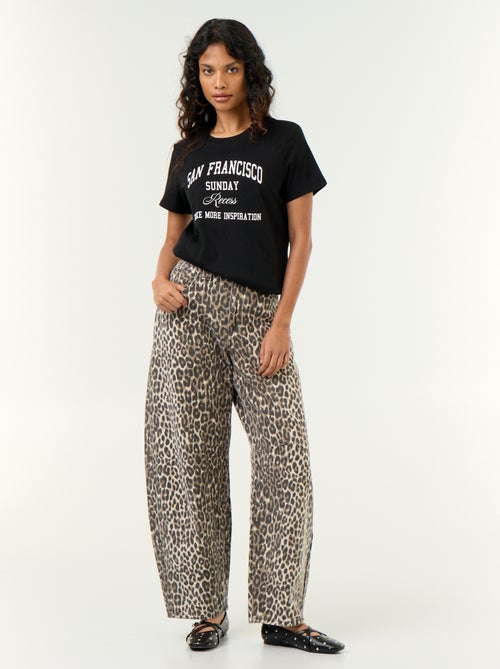 Vaquero barrel con estampado de leopardo - Kiabi