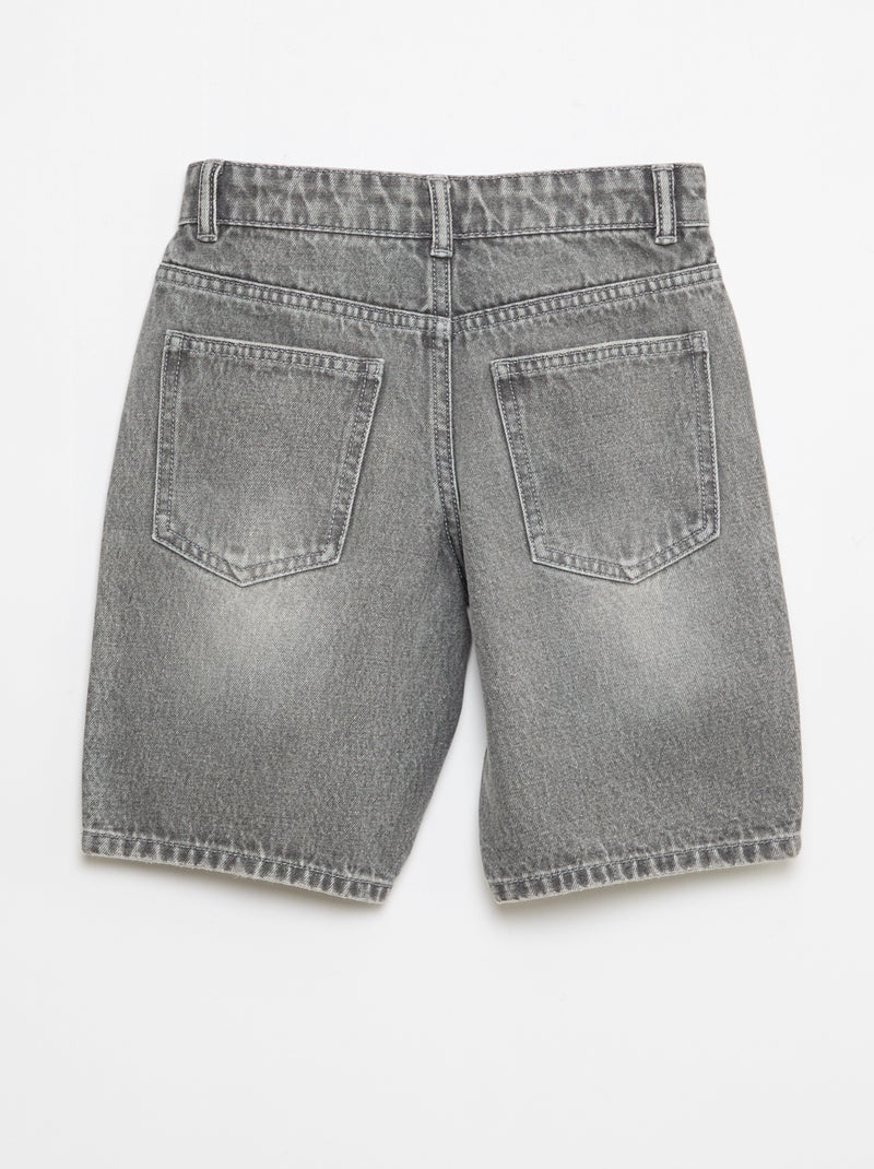 Vaquero bermuda slim fit elástico de algodón Gris - Kiabi