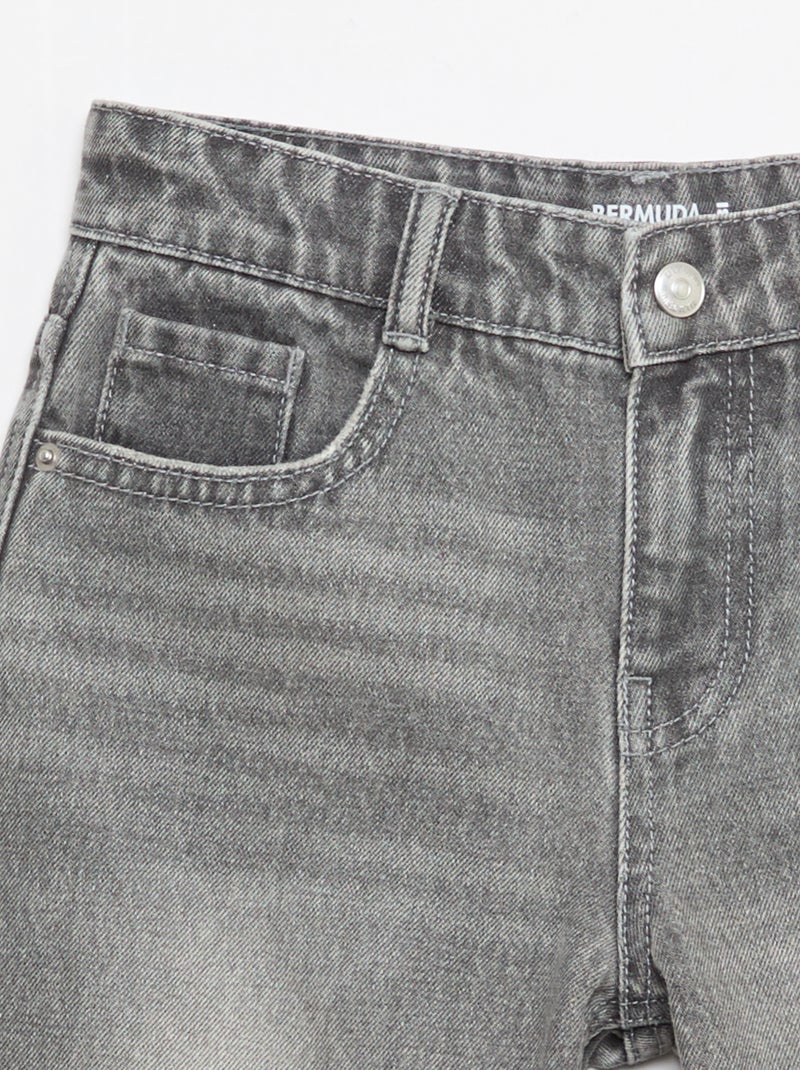 Vaquero bermuda slim fit elástico de algodón Gris - Kiabi