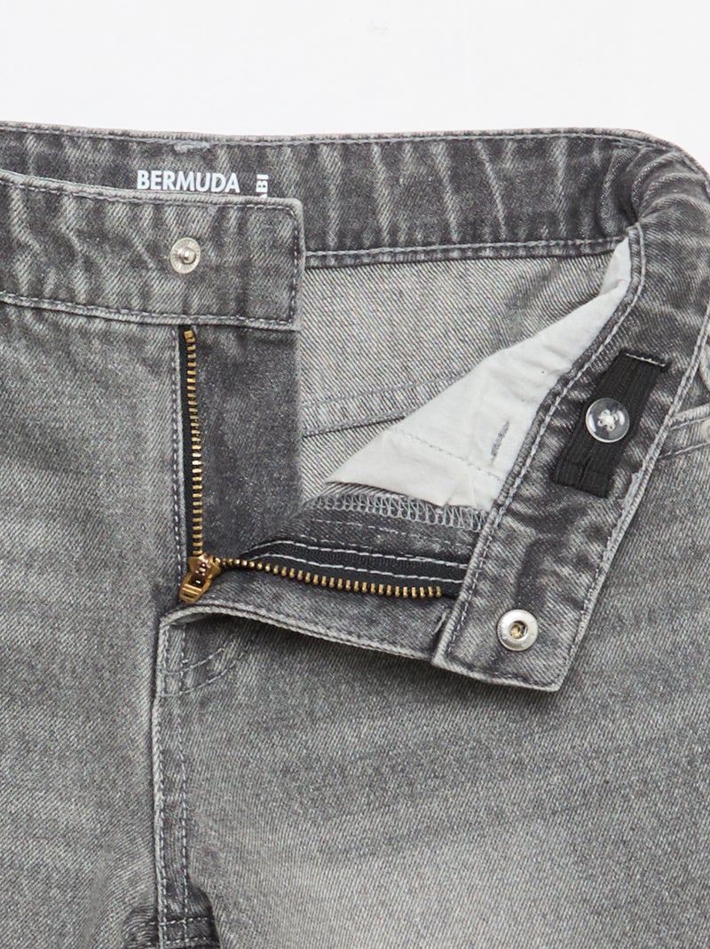 Vaquero bermuda slim fit elástico de algodón Gris - Kiabi