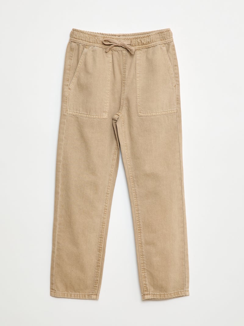 Vaquero con cintura elástica beige - Kiabi