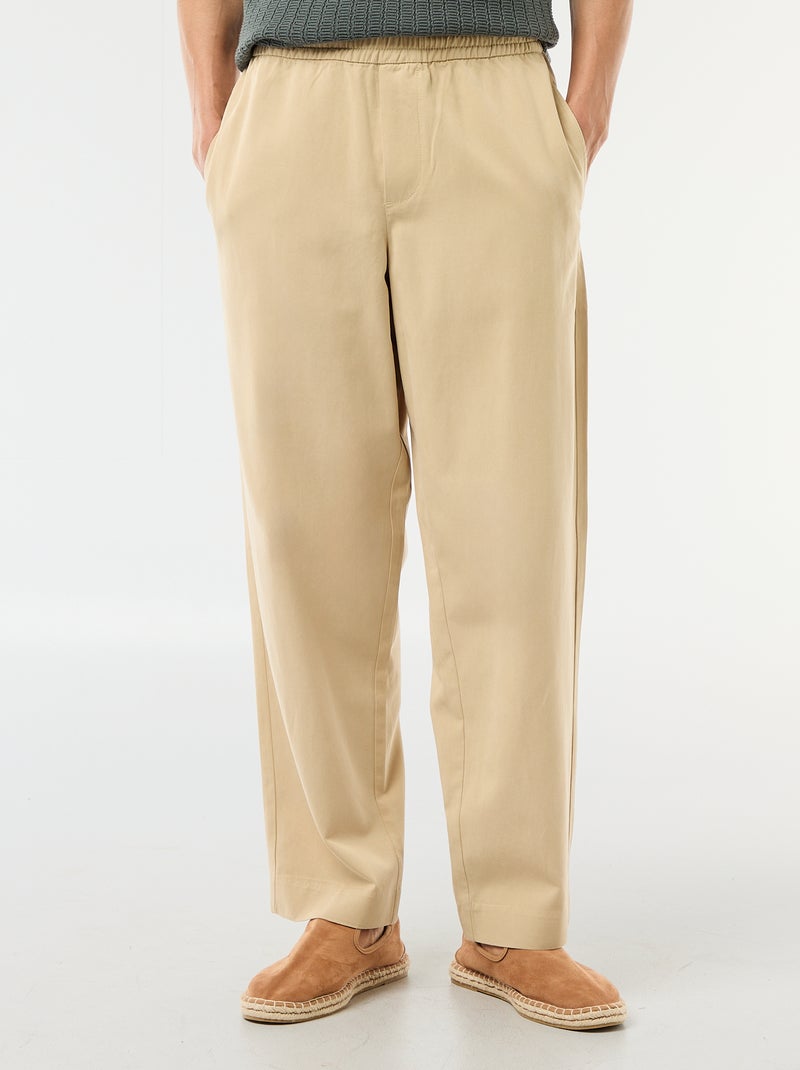 Vaquero con cinturón elástico Beige - Kiabi
