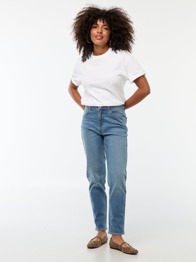 Vaquero con corte mom - L30 Azul - Kiabi