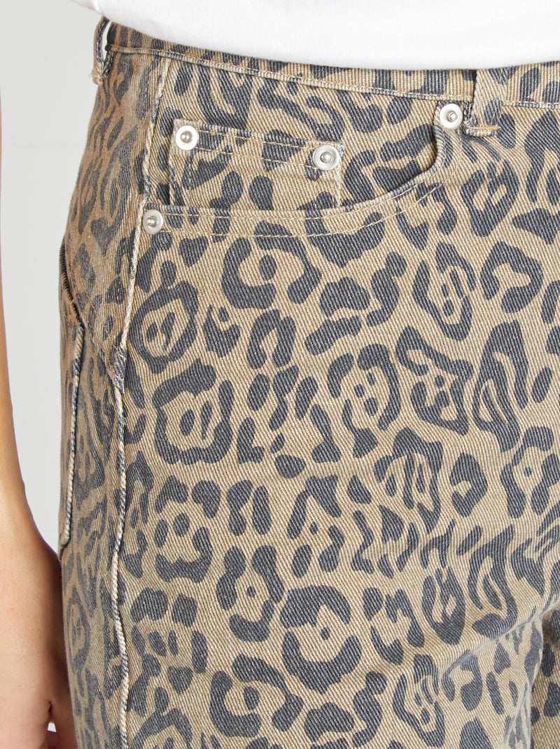 Vaquero con estampado de leopardo MARRON - Kiabi