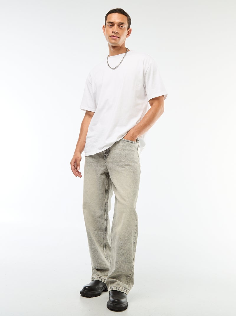 Vaquero corte ancho / wide leg 5 bolsillos Gris - Kiabi