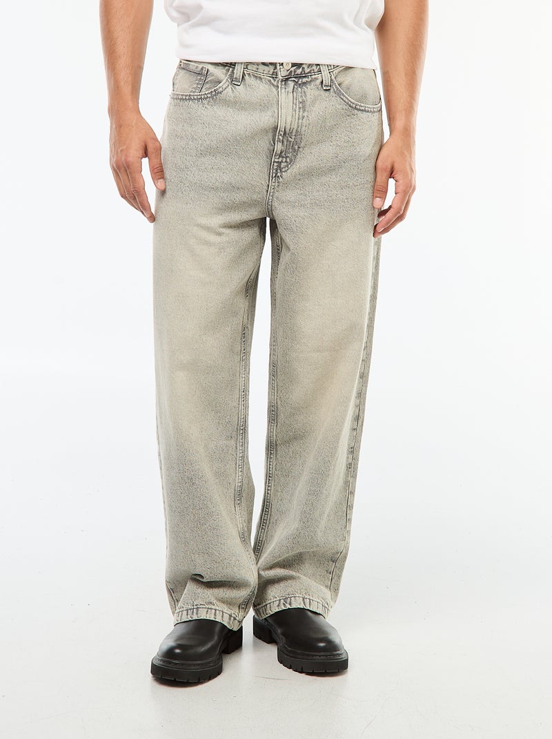 Vaquero corte ancho / wide leg 5 bolsillos Gris - Kiabi