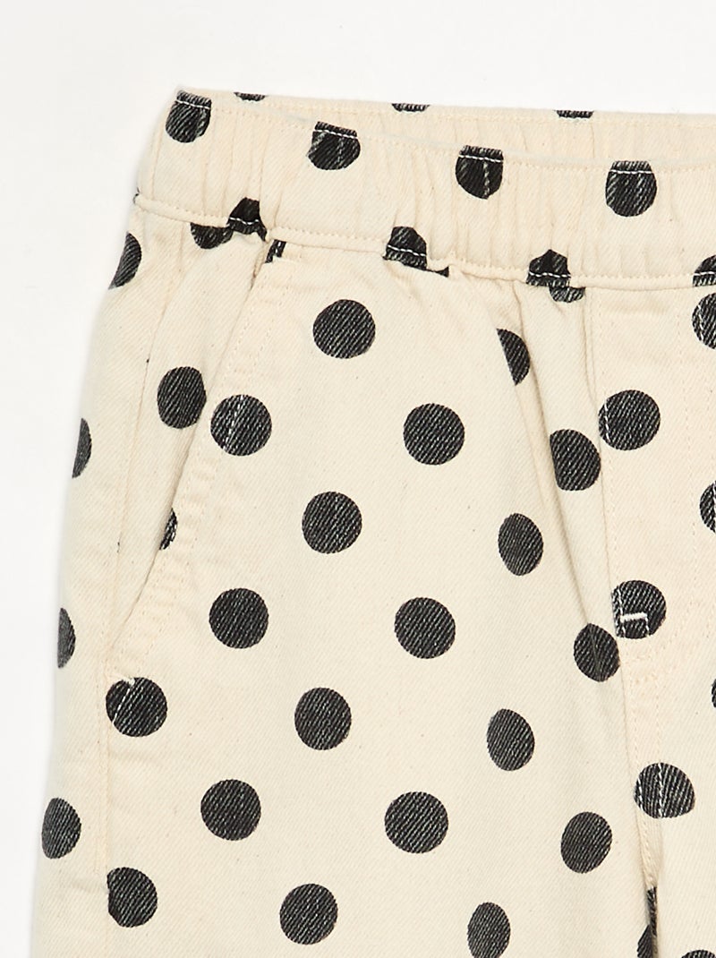 Vaquero corte barrel estampado de lunares Blanco - Kiabi