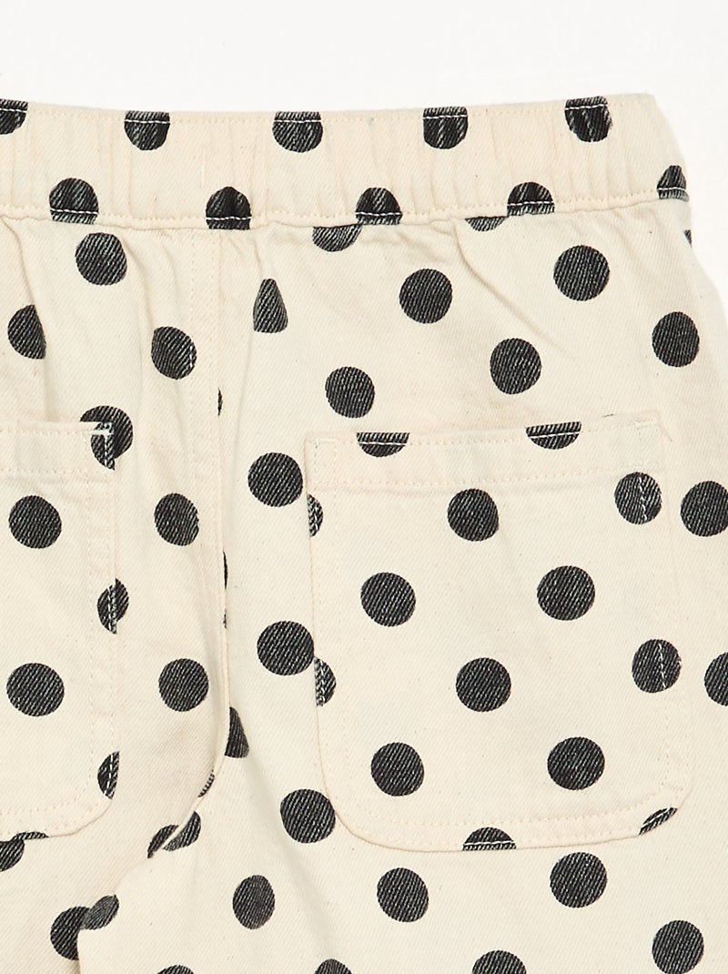 Vaquero corte barrel estampado de lunares Blanco - Kiabi