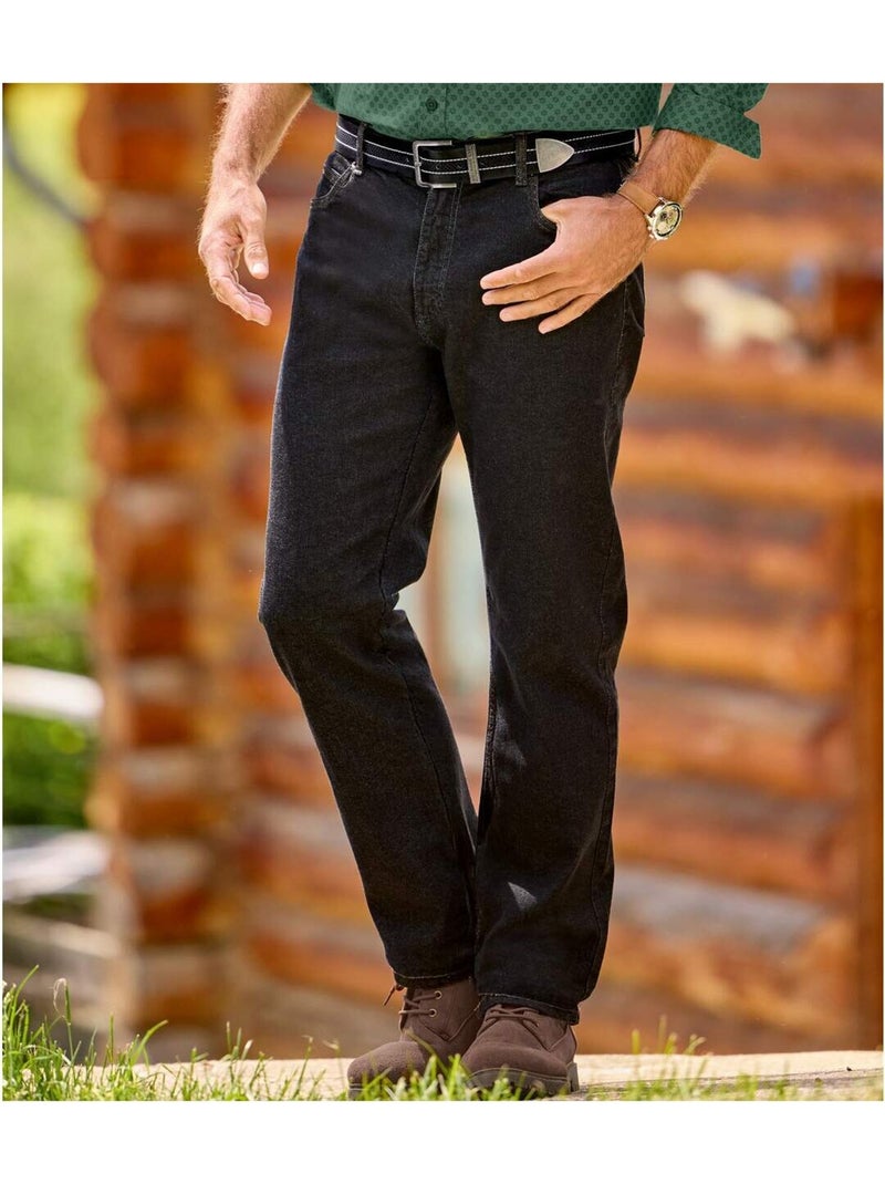 Vaquero corte recto de denim stretch con cinturilla semielástica Negro - Kiabi